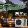 15ft Double Sided Patio Umbrella with Solar Lights, Outdoor Large Umbrellas with Crank Handle and 36 LED Lights, Rectangular Market Umbrella with Base Included for Deck Pool Shade