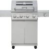 Mesa 4-Burner Propane Gas Grill in Stainless Steel with Clear View Lid, Side Burner, and LED Controls by Monument Grills