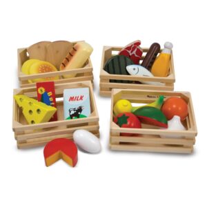 Melissa & Doug Food Groups - 21 Wooden Pieces and 4 Crates, Multi