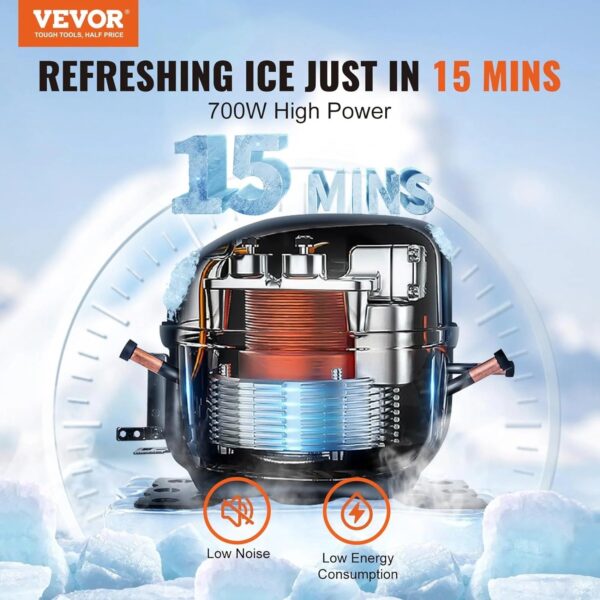 176eb8d0d6e645baa4577455349edc9e VEVOR Commercial Ice Maker, 360LBS/24H Ice Making Machine with 330.7LBS Large Storage Bin