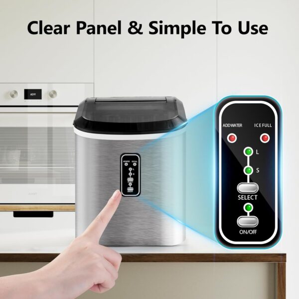 177e6b6abf6840d0ba3690e853ad039d Nugget Ice Maker Countertop with Handle, Ready in 6 Mins, 34lbs Per Day, Removable Top Cover, Auto-Cleaning, Portable Sonic Ice Maker with Basket and Scoop, for Home/Party/RV/Camping (Black)