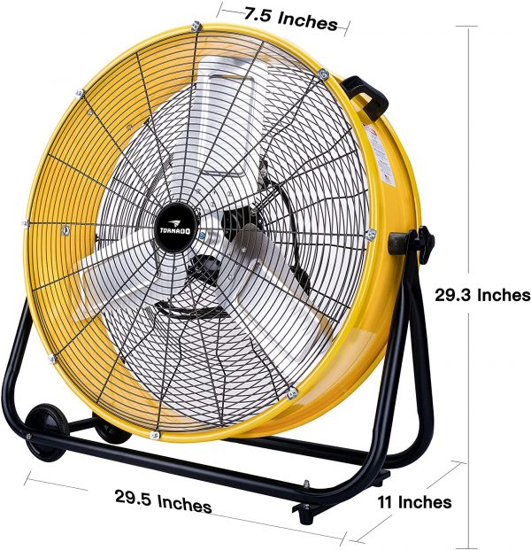 1792949d83f343028dc42174e75e31f4 24 Inch Grade UL Listed High Velocity Movement Heavy Duty Drum 3 Speed Air Circulator Fan 7800 CFM Industrial, Commercial, Residential, and Greenhouse Use, Yellow
