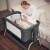 Rocking Bassinet Bedside Sleeper, Adjustable Height, Portable with Wheels, Includes Comfy Mattress, for Newborns