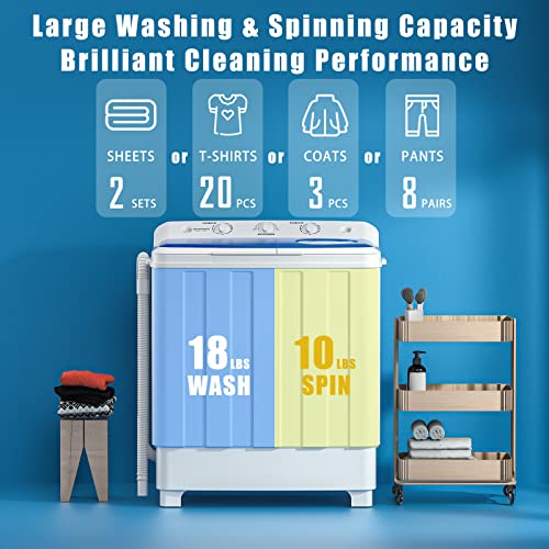 17f389bed9db4bd9b065cf8872d2317a Auertech Portable Washing Machine, 28lbs Twin Tub Washer Mini Compact Laundry Machine