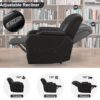 Power Home Theater Seating Set of 3, Brown Faux Leather Electric Recliner Chair with Powered Headrest, Dual Motors Movie Reclining Chairs with LED Lights,USB Port,Cup Holders, Hidden Arm Storage