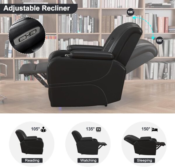 1820b0299d7f478b8120f53db2b4b4af Power Home Theater Seating Set of 3, Brown Faux Leather Electric Recliner Chair with Powered Headrest, Dual Motors Movie Reclining Chairs with LED Lights,USB Port,Cup Holders, Hidden Arm Storage