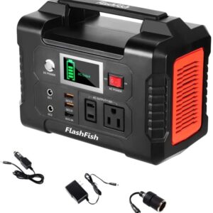 200W Portable Power Station, FlashFish 40800mAh Solar Generator with 50W 18V Portable Solar Panel
