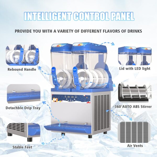 1839730f8e4741cdaba41bf3a6c803f4 Commercial Slushy Machine - 1000W 30L Tanks Slush Maker Machine 304 Stainless Steel Commercial Margarita Machines Efficient Cooling the Ideal Slushie Maker for Bars Cafes Restaurants