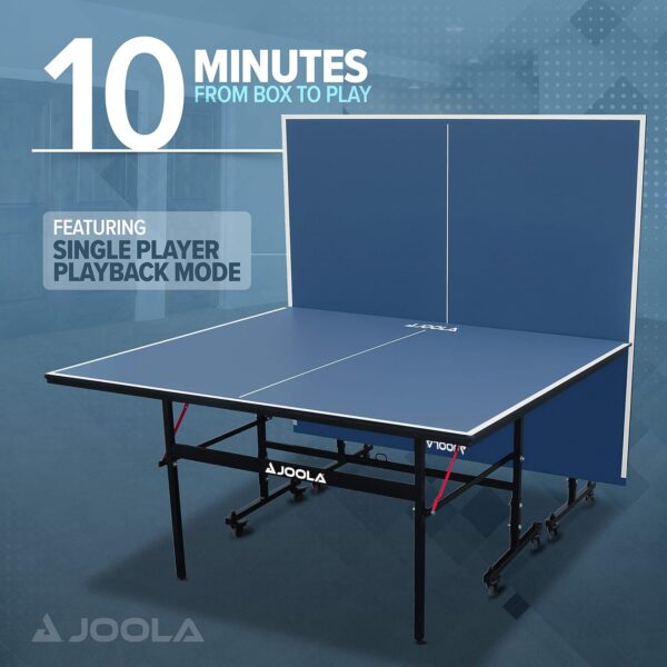 18a5bc3273884038a18b6799c509091d JOOLA Inside Professional MDF Indoor Ping Pong Table with Quick Clamp Table Tennis Net and Post Set - 10 Minute Easy Assembly - Tournament Quality - Foldable with Single Player Playback Mode