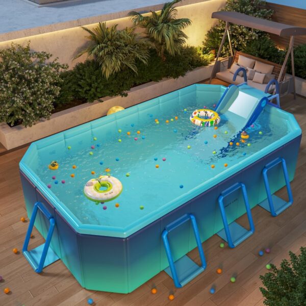 18c4426eed1e4a31b0b6be29a2daa48a Pool Slide Inflatable Swimming Water Slide, Summer Swimming Pool Supplies Universal Trampoline Ladder Backyard Slide Home Playground Equipment