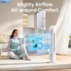 Dreo Tower Fan for Bedroom, 25ft/s Smart Standing Fans, 90° Oscillating Floor Fan with 4 Modes, 4 Speeds, 8H Timer, 28dB, Bladeless, Remote, 28 dB, Works with WiFi Voice Control