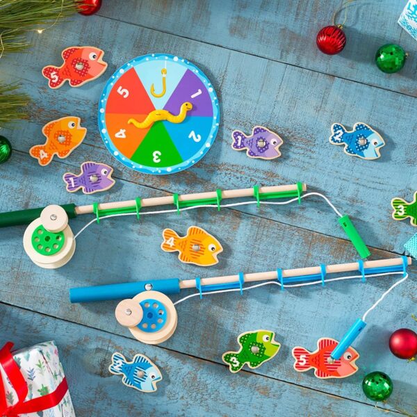 Melissa & Doug Catch & Count Wooden Fishing Game With 2 Magnetic Rods - FSC Certified