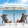 15ft Double Sided Patio Umbrella with Solar Lights, Outdoor Large Umbrellas with Crank Handle and 36 LED Lights, Rectangular Market Umbrella with Base Included for Deck Pool Shade