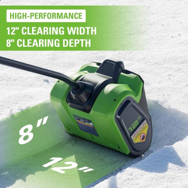 1a1c8c95f90a4814bd738cc2eda49f68 12-inch cordless snow shovel, includes 4.0Ah battery and charger