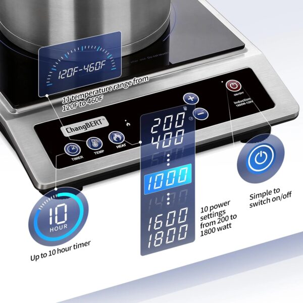 1a55a4fac8d4496ca4bc08ca812323f1 ChangBERT 1800W Induction Cooktop, Commercial Portable Cooker