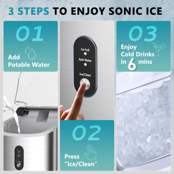 1a7dc0b7ed71447eb0eb7322ec24b778 Nugget Ice Maker Countertop with Handle, Ready in 6 Mins, 34lbs Per Day, Removable Top Cover, Auto-Cleaning, Portable Sonic Ice Maker with Basket and Scoop, for Home/Party/RV/Camping (Black)