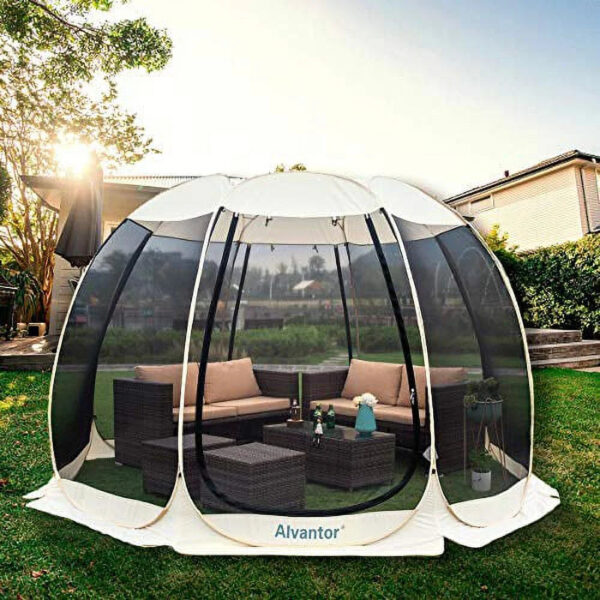 Alvantor Screen House Room Camping Tent Outdoor Canopy Dining Gazebo Pop Up Sun Shade Shelter 10 Mesh Walls Not Waterproof Beige 15'x15'