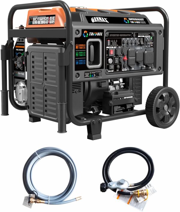 1b190c50da0e45d4aa21b5db118337a8 Tri Fuel Open Frame Inverter Generator,with ATS,Quiet Technology,CO Sensor,digital display and 50A,Ideal for Home backup,contruction site and RV Camping (GM10500XiT)