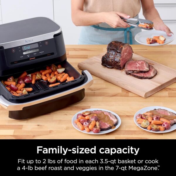 1bf101f925ca42a1aa1f28a9d1ebb6b2 DZ401 Foodi 10 Quart 6-in-1 DualZone XL 2-Basket Air Fryer with 2 Independent Frying Baskets, Match Cook & Smart Finish to Roast, Broil, Dehydrate for Quick, Easy Family-Sized Meals, Grey