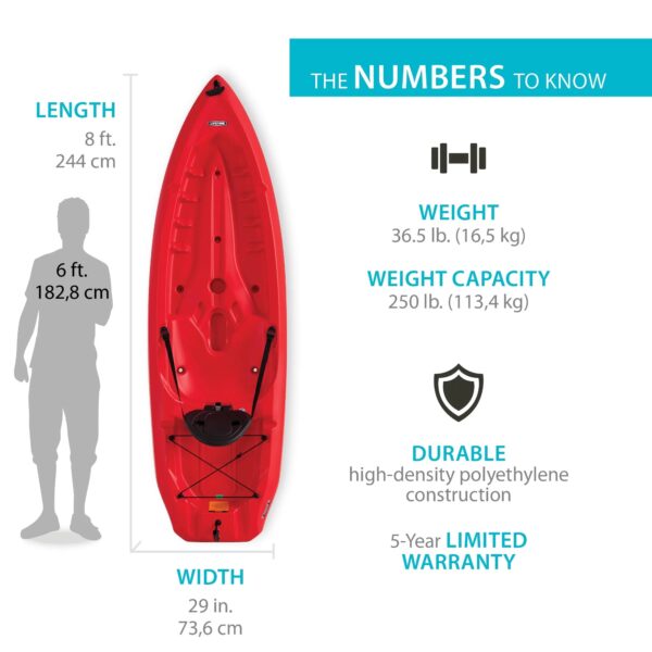 Lifetime Daylite 8 ft Sit-on-Top Kayak, Red (90775)