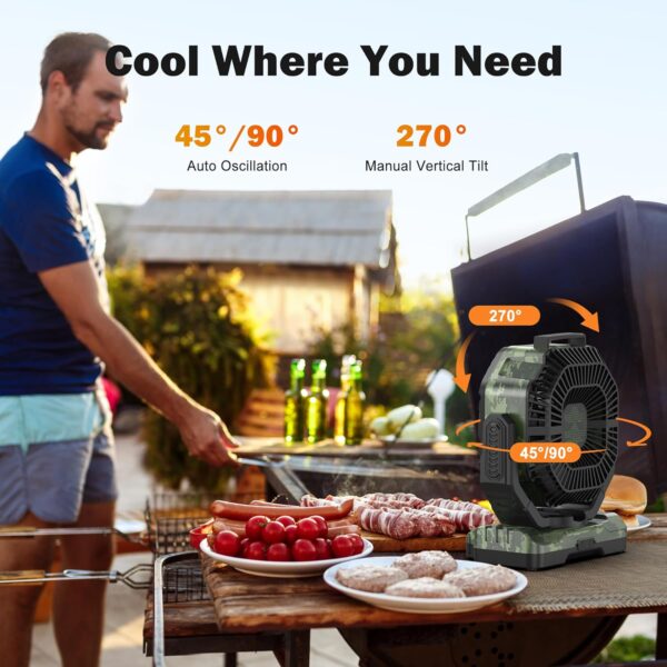 1c8ca212efac4f56929d78978c86214e 40000mAh Rechargeable Camping Fan, Battery Operated Fan with Light & Remote, 12" Portable Outdoor Fan, Auto Oscillating Battery Powered Floor Fan for Tent RV Car Travel Jobsite Hurricane Power Outages