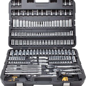 Mechanics Tool Set, SAE and Metric, 1/2, 1/4, 3/8 Drive Sizes, 192-Piece