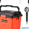 Portable Outdoor Shower System, 6.6-Gallon, High Pressure, Battery Powered, 12000mAh, with Pump & Garden Hose Nozzles, Ideal for Camping
