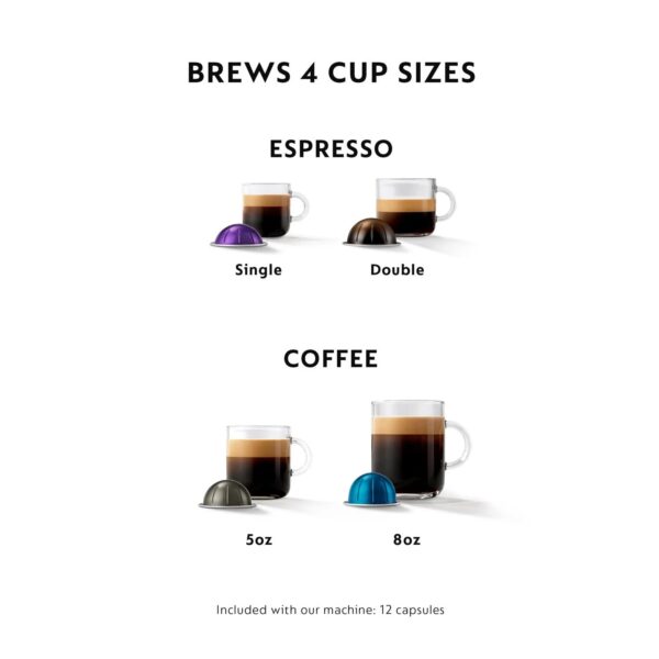 Nespresso Evoluo Coffee and Espresso Machine by De'Longhi with Aerocinno, Graphite Metal