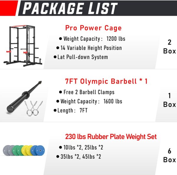 1efd4d15ad1f43df8e649062639d4012 Sportsroyals Power Cage,1600lbs Multi-Function Power Rack with Adjustable Cable Crossover System and More Training Attachment, Weight Cage for Home Gym