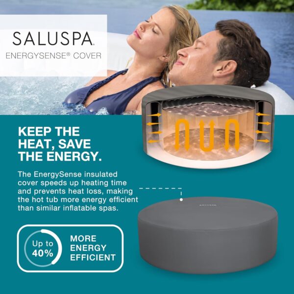 1f573a712ecc4f5498bcd03a6b1368f7 Bestway SaluSpa Fiji AirJet Large Round 2 to 4 Person Inflatable Hot Tub Portable Outdoor Spa with 120 AirJets and EnergySense Cover, Grey
