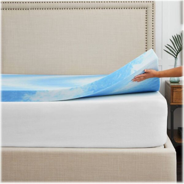 Sealy - 3 + 1 Memory Foam Topper with Fiber Fill Cover - Queen - Blue