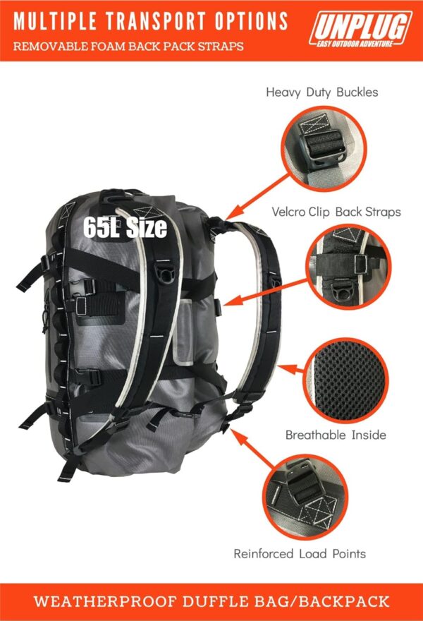 1f83161ee52141169b4f482ff9e6344a UNPLUG Ultimate Adventure Bag -1680D Heavy Duty Waterproof Travel Duffel Bags for Camping, Motorcycle Dry Bag, Waterproof Bags for Boating, Waterproof Duffle Backpack,Tactical Duffle Bag