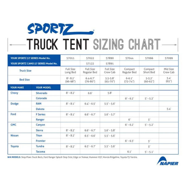 Napier Sportz Compact Short Truck Bed 2 Person Camping Tent w/ Sun Awning, Blue
