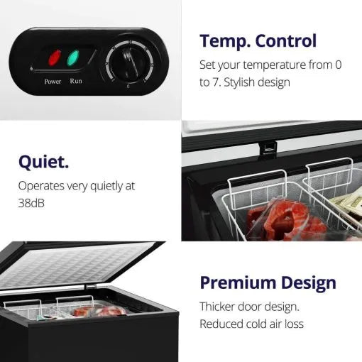 1fb1bda8709f47fca6bb6a31fcd79c50 Chest Freezer – 3.5 Cu Ft with 2 Removable Baskets – Reach In Freezer Chest – Quiet Compact Freezer – 7 Temperature Settings – Black