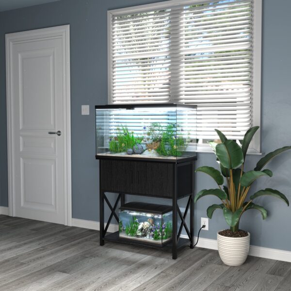 1fd4f5da482b4686bb7f73fe1e1f60df 29 Gallon Aquarium Stand Metal Fish Tank Stand with Cabinet,30.7