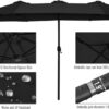 15ft Patio Umbrella with Solar Lights, Large Double Umbrella Outdoor, Rectangle 180''x106'' Umbrellas with 156 PCS LED Lights and Crank Handle for Backyard Deck Pool Shade in Black(1.9" Pole)