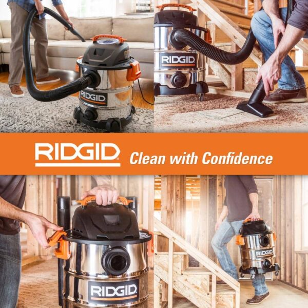 208f33bca5e3416f91da9fad95742304 10 Gallon 6.0 Peak HP Stainless Steel Wet/Dry Shop Vacuum with Filter, Locking Hose and Accessories WD1060