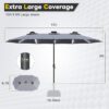 15ft Patio Umbrella with Solar Lights, Large Double Umbrella Outdoor, Rectangle 180''x106'' Umbrellas with 156 PCS LED Lights and Crank Handle for Backyard Deck Pool Shade in Black(1.9" Pole)