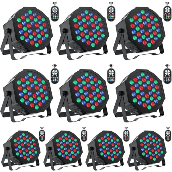 20e87cc33d2a493da7a25f54bf7d7ef3 U`King Stage Lights 10 Packs 36LED RGB LED Par Lights
