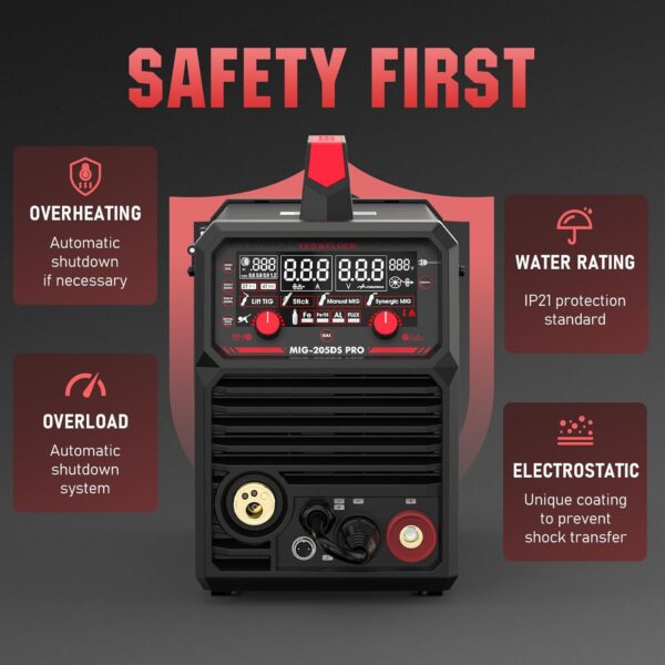 20fcbe1d4157414daaba6f560d6475ad 135Amp MIG Welder,110V Flux Core Welder Flux MIG/Lift TIG/Stick 3-in-1 Large LED Digital Display Welding Machine IGBT Inverter Welder FLUX-135PRO