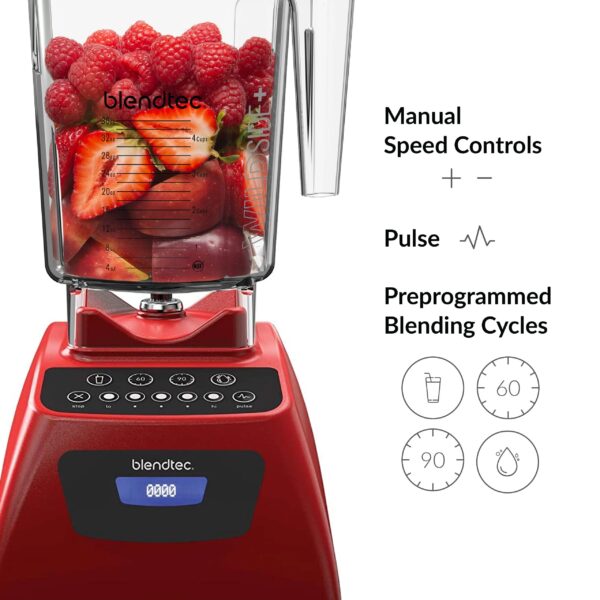 212fec2568d84d2faa469e36ddbf439f Blendtec Classic 575 Blender, 90 oz WildSide+, and 75 oz FourSide Blender Jar - Kitchen Blender Bundle- Poppy Red
