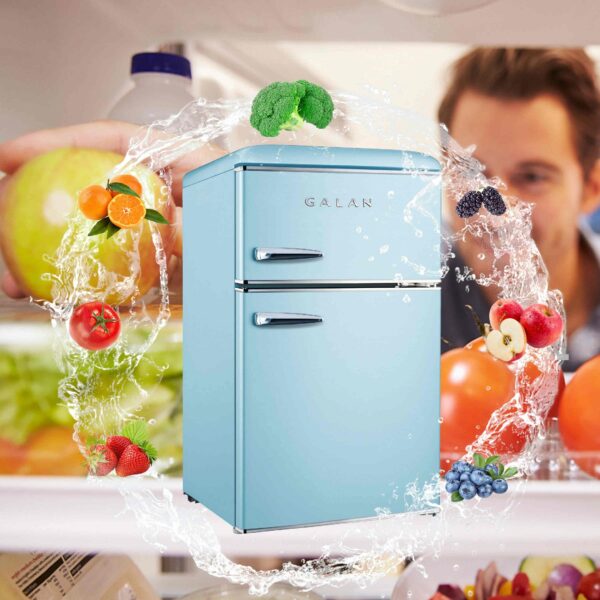 213f48e1689b4eb58551ed73385d5fcb 3.1 Cu.ft Dual Door Retro Refrigerator True Freezer, Blue