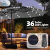 15ft Double Sided Patio Umbrella with Solar Lights, Outdoor Large Umbrellas with Crank Handle and 36 LED Lights, Rectangular Market Umbrella with Base Included for Deck Pool Shade