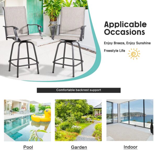216e9acb2e9c43bc8b5c9b524b011b0e Vongrasig 2 Piece Patio Swivel Bar Chairs