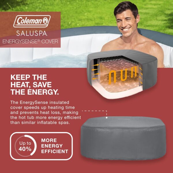 223eff370b454f428b93ebfec72dc240 4 to 6 Person Inflatable Hot Tub Square Portable Outdoor Spa with 114 Soothing AirJets and Insulated Cover, Gray-Coleman