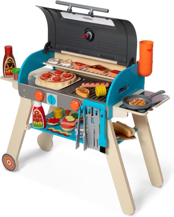 22f3bab90880412a9a2a3e33cab52249 Wooden Luxury Grill, Smoker and Pizza Oven Toy Food Toy for Kids Pretend Cooking