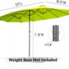 15ft Patio Umbrella with Solar Lights, Large Double Umbrella Outdoor, Rectangle 180''x106'' Umbrellas with 156 PCS LED Lights and Crank Handle for Backyard Deck Pool Shade in Black(1.9" Pole)