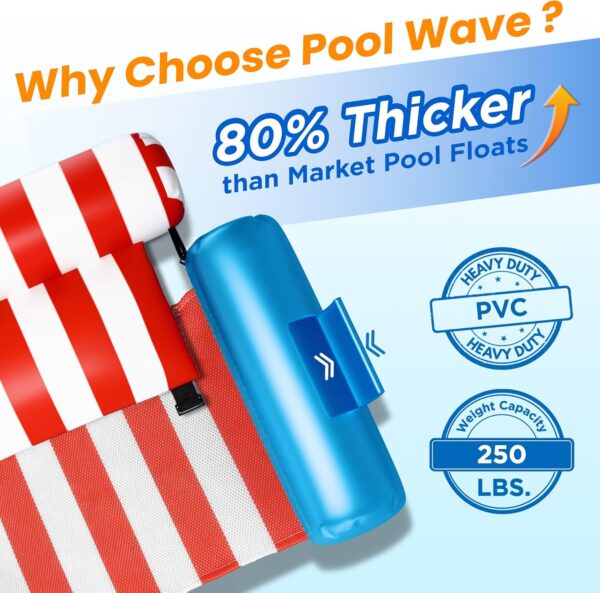 23e381fde30a4ac1a4162e6386172c60 Pool Wave Pool Floats Chairs Adult, 2 Packs Heavy Duty Inflatable Swimming Pool Lounges, Fabric Floating Hammock, Kids Blow Up Pool Noodles, Lake Raft Floaties, Fun Summer Outdoor Water Party Game