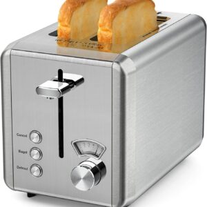 whall Toaster 2 slice Stainless Steel Toasters with Bagel, Cancel, Defrost Function, for Various Bread Types