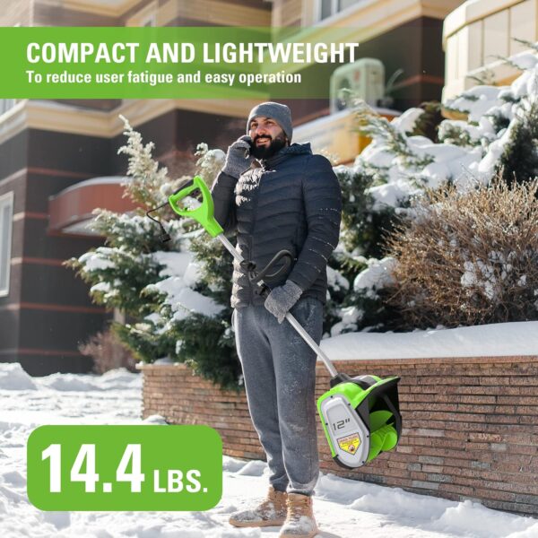 24236ccc1efd4aaf84ae32e09bb10467 12-inch cordless snow shovel, includes 4.0Ah battery and charger